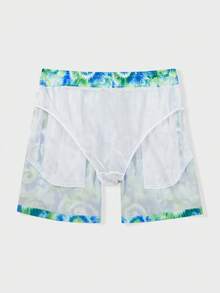 Surfspeed Quần short đi biển nam in họa tiết nhuộm tie-dye, cạp chun có dây rút và túi hai bên. - màu xanh lá - Xem 4