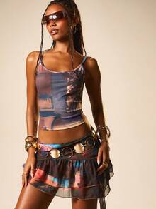 MISSGUIDED Chân váy ngắn xếp tầng bất đối xứng in họa tiết nhiệt đới với các lớp bèo nhún, thích hợp cho kỳ nghỉ hè, lễ hội biển, kiểu dáng voan mềm mại, thích hợp cho nữ. - Nhiều màu - Xem 5