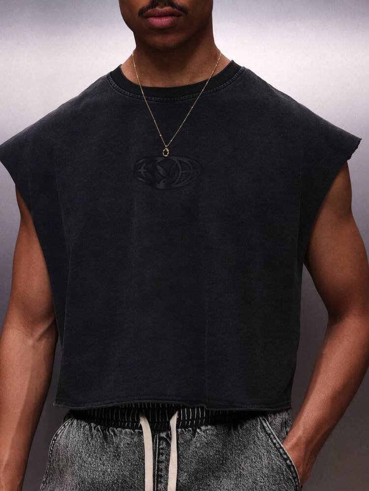 PLAYBOY X SUMWON Débardeur homme avec grand logo imprimé dans le dos, col rond, coupe régulière, style décontracté d'été streetwear