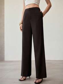 MOTF PREMIUM HIGH WAIST MINIMALIST CASUAL SUIT PANTS - Black - View 4