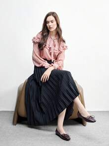 CUCCOO BIZCHIC 女士深棕色漆皮方头系带平底鞋，实用百搭，适合办公室通勤。 - 鏽棕色 - 查看 5