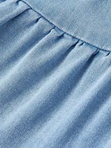 SHEIN MOD Women's Summer Casual Ruffled Hem Sleeveless Denim Dress - Blue - View 5