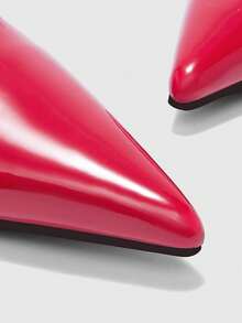 CUCCOO BIZCHIC Women's Pointed Toe Red Patent Leather Multi-Strap Backless Stiletto Heel Pumps, Fashionable For Commuting And Dating - Red - View 5