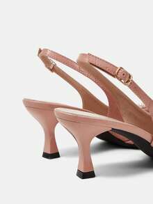 CUCCOO HITCHD 女士简约尖头仿珍珠装饰休闲高跟鞋，适合圣诞节穿着 - 珊瑚橙 - 查看 12