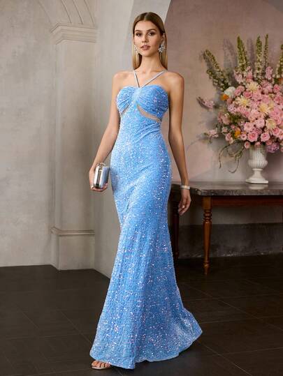 MOTF Soiréza SEQUIN CONTRAST MESH COCKTAIL DRESS