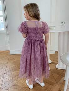 DAZY Girls Toddler Floral Petal Sleeve Cute Casual Dress, Fall - Pink and Purple - View 6