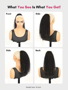 QUICK WEAR Curly Ponytail Human Hair Clip On Ponytail Claw Clip Ponytail Extension Drawstring Ponytail Extension Human Hair Afro Kinky Curly Ponytail Hair Piece VOLUMIZED Curly Pony Tail Clip In Hair Extensions For Women Deep Curly Ponytail Extension Human Hair - SNatural - View 4