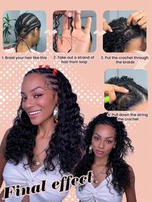 Deep Wave Crochet Human Hair Extension Lightweight Knotless Boho Braids Feather Crochet Hair In 100% Remy Human Hair Pre Separated Invisible Knot With String Micro Pre Looped Crochet Human Hair Deep Wave Extensions - Natural Black - View 12