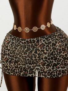 Zestiva 3pcs/Set Women's Spaghetti Strap Floral Mesh Beach Dress & Bikini Set Leopard Print Bathing Suit Women Leopard Swimsuit Leopard Bikini Cheetah Print Bikini Leopard Set - Multicolor - View 6