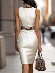 EMERY ROSE Women's Leopard Print Collar Sleeveless Short Dress - Multicolor - View 2