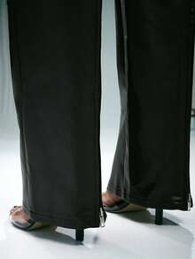 Denimoi 拉链细节直筒仿皮裤，适合闺蜜约会之夜、音乐会等场合，吸睛下装 - 黑色 - 查看 5