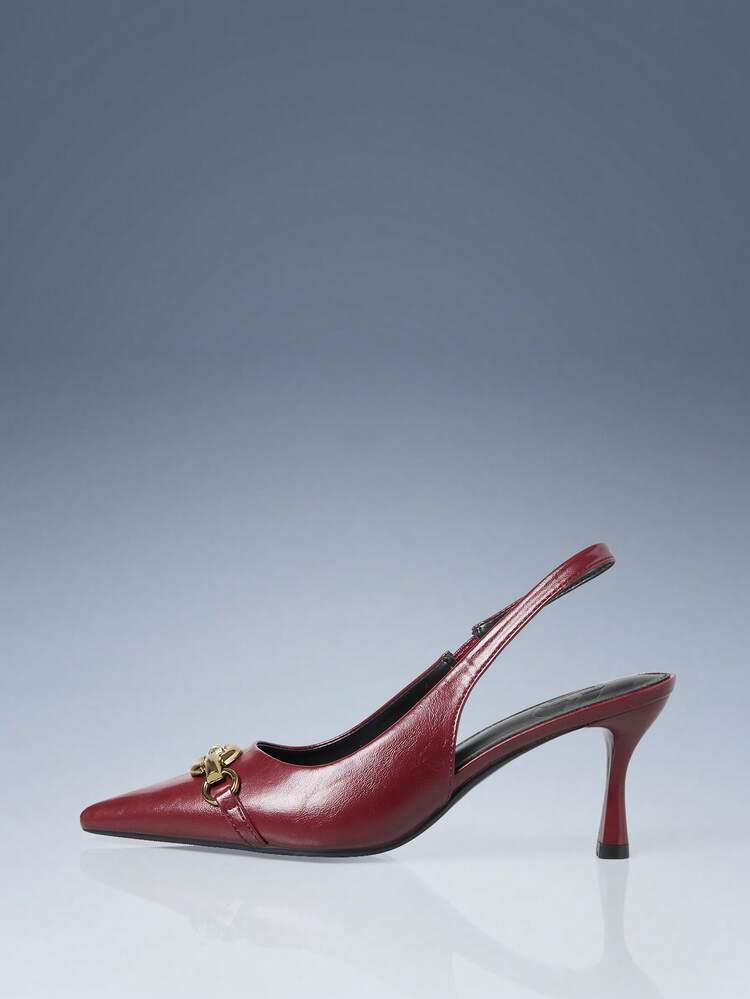 CUCCOO GRLICON Women Shoes Four Seasons New Metal Buckle Solid Color Design Pointed Thick Heel High Heel Commuter Sexy Elegant Stylish Women's High Heel Shoes Slingback Dating Afternoon Tea Party Dinner Daily Commuter Wear Y2K