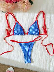 Swim Mod Women's Summer Random Print Halter Bikini Set - Multicolor - View 3