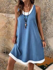 Balvessa 女士休闲度假撞色无袖迷你连衣裙 - 彩色 - 查看 4