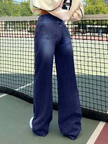 EURMUSE LOW RISE WIDELEG LIGHT GREY Y2K JEAN - Dark Wash - View 2