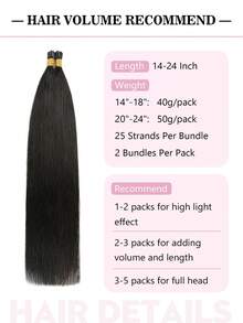 Ekstensi Rambut I-Tips 22 inci 50 helai Rambut Manusia Asli Mudah Ditata Ekstensi Rambut Manusia Hitam I-Tips Ekstensi I-Tips untuk Wanita - SNatural - View 6