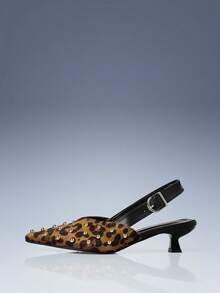 CUCCOO GRLICON Giày cao gót nữ đính đinh tán, khóa cài, kiểu dáng thập niên 2000, thời trang Y2K, phù hợp cho mùa xuân/hè, mùa nghỉ lễ. - Nhiều màu - Xem 2