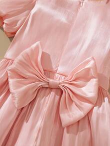 SHEIN Glamorique Kids 年轻女孩优雅蝴蝶结装饰连衣裙 - 粉色 - 查看 6