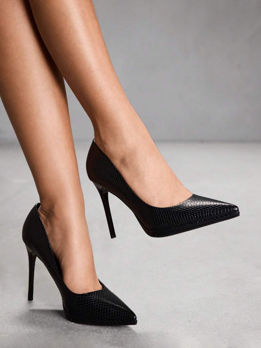 CUCCOO SZL Women's Pointed Toe Elegant Commuter High Heels Spring Shoes - Black - View 1