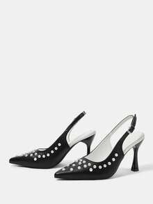 CUCCOO HITCHD Tacones altos de 9 cm con encaje y diseño calado para mujeres, estilo europeo y americano - Negro - Ver 9