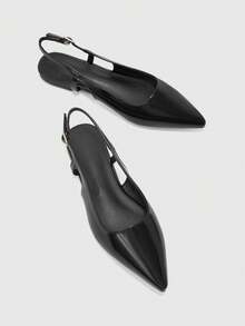 CUCCOO BIZCHIC Women's Pointed Toe Buckle Design Casual Flat Shoes - Black - View 2