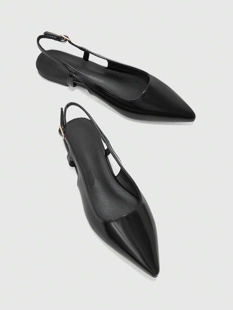 CUCCOO BIZCHIC Women's Pointed Toe Buckle Design Casual Flat Shoes