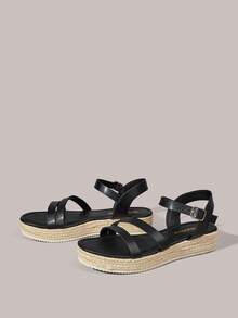 Styleloop Women's Wedge Heel Platform Sandals, Bohemian, Beach Vacation, Western Wind, Summer Wear, Travel Essentials - Black 1 - View 2