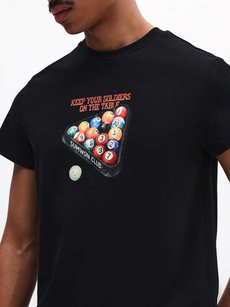 Graphic T-Shirt With Pool Table Print