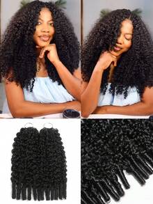 Boho Braids Tóc giả móc sợi xoăn kiểu Miến Điện 100% tóc người 50/150/250g không thắt nút, đã được tách sẵn, nhẹ, có thể tái sử dụng, tóc nối Remy với kiểu xoắn ốc dành cho nữ, màu đen tự nhiên. - Natural Black - Xem 13