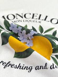 SHEIN Cotton 2pcs Women Limon Print Short And Limoncello Print Top Homewear Pajama Set - Yellow - View 7