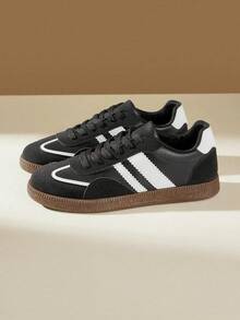 CUCCOO EASI 2026 Nuevos zapatos deportivos casuales versátiles de primavera para mujer, zapatillas deportivas de suela plana - Pu negro - Ver 3