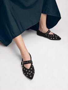 Mnmlis Women's Pointed Toe Slip-On Casual Loafers - Graphite Black - View 3