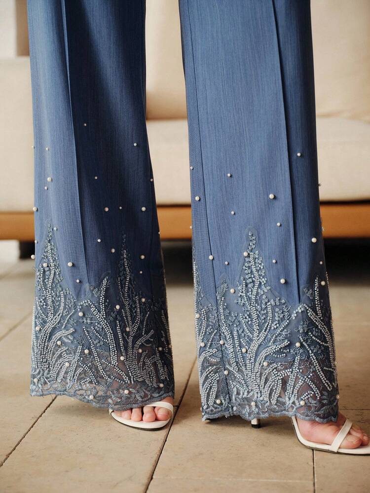 Elegant Commuter Embroidered Beaded Decoration Pants