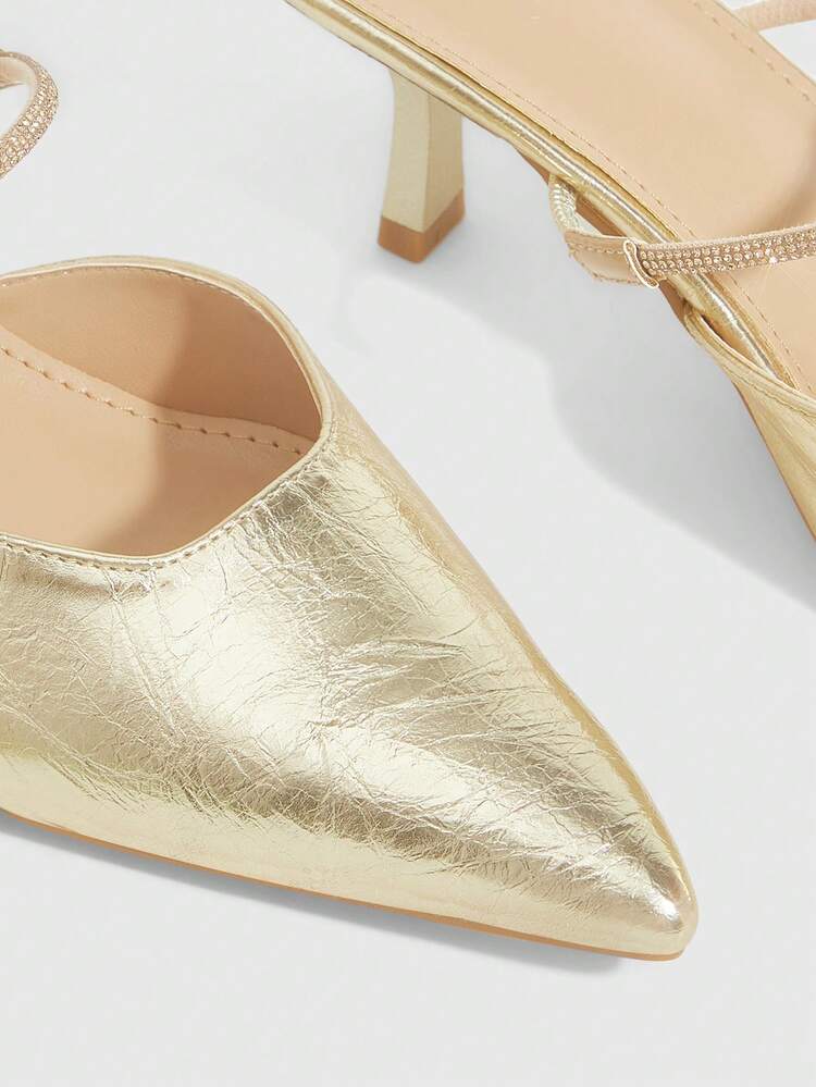 CUCCOO SZL Fashionable Elegant Commuter Crystal Decorated Pointed Toe High Heels Spring Shoes
