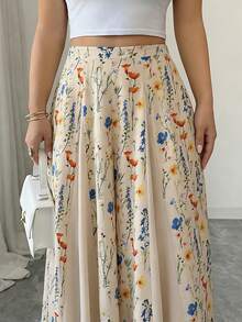 Elenzga Women's Elegant Printed A-Line Skirt Pants, Suitable For Outings, Vacations And Commuting In Spring And Summer - Multicolor - View 3