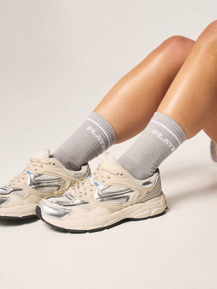 Missguided x Playboy 3 Pack Crew Socks With Logo Text Ribbed Cuffs Comfort Casual Everyday Ankle Length