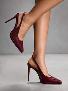 CUCCOO SZL Women's Pointed Toe Buckle Design Fashionable High Heels For Daily Wear - Burgundy - View 5