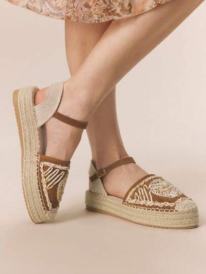 Styleloop Women's Vacation Casual Sequin Embroidered Platform Loafers