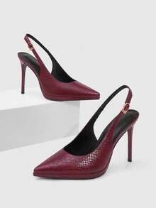 CUCCOO SZL Women's Pointed Toe Buckle Design Fashionable High Heels For Daily Wear - Burgundy - View 2