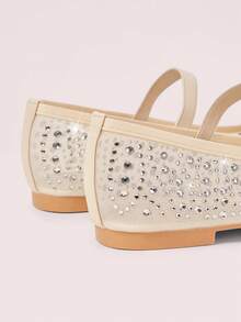 CUCCOO DOLLMOD 女士鞋履 春夏时尚 米色全菱格网纱小蝴蝶结松紧带女士平底鞋 优雅舒适透气可爱甜美玛丽珍平底鞋 - 米白色1 - 查看 9