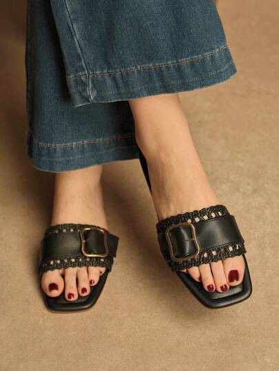 Rosivie Flat-Bottomed Slippers Women's Autumn And Summer Wear Bohemian Style Drag Fashion Retro Beach Sandals Women's Shoes