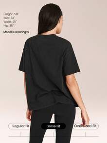 GLOWMODE Pima Cotton Ultra-Soft Breathable Lightweight Stretchy Relaxed Fit Acid Wash Crewneck Tee Daily Casual Street Wear - Black - View 2