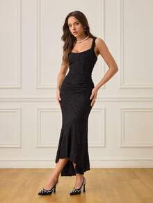 CUCCOO HITCHD Tacones altos de 9 cm con encaje y diseño calado para mujeres, estilo europeo y americano - Negro - Ver 3