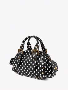 Viva Strut 女士黑白波点手提包，时尚、个性、简约、百搭、街头风，适合甜美酷女孩、辣妹、Y2K、复古、铆钉、经典、青少年、约会、日常、购物、下午茶等场合。 - 黑與白 - 查看 2