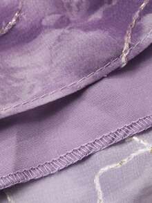 DAZY 女士优雅印花褶皱中长连衣裙，春夏款 - 紫色 - 查看 9