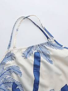 GlowEve Women's Blue Leaf Print Vacation Dress, Spring/Summer New Arrival - Blue - View 3