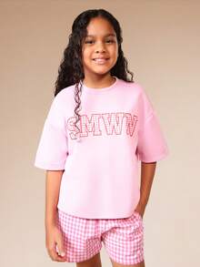 SUMWON Tween Girls T-Shirt Co-Ords - Pink - View 3