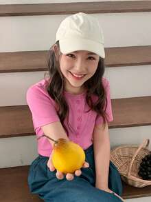 DAZY Camiseta de manga corta de punto para niñas, ropa de otoño - Rosa - Ver 1