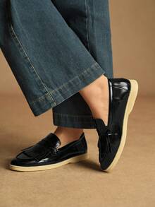 Rosivie Bow Suede Casual Shoes Women's Soft Sole Versatile Slip-On - Black - View 5