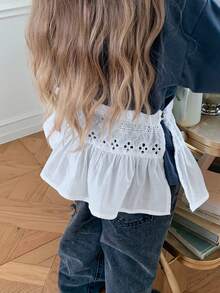 Dazy Kids Young Girl Embroidered Ruffle Casual Versatile Daily Wear Mini Skirt - White - View 6
